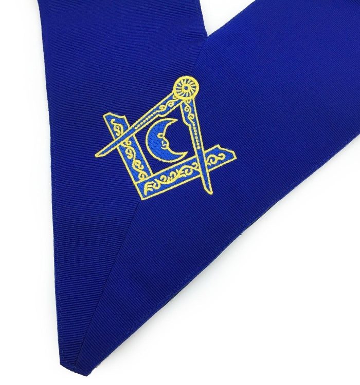 OFFICERS BLUE LODGE OFFICER COLLAR SET - ROYAL BLUE MACHINE EMBROIDERY (2)