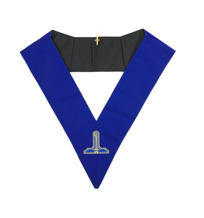 OFFICERS BLUE LODGE OFFICER COLLAR SET - ROYAL BLUE MACHINE EMBROIDERY (3)