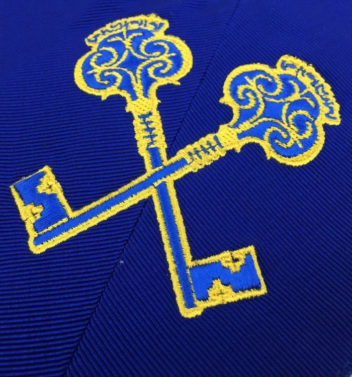 OFFICERS BLUE LODGE OFFICER COLLAR SET - ROYAL BLUE MACHINE EMBROIDERY (6)