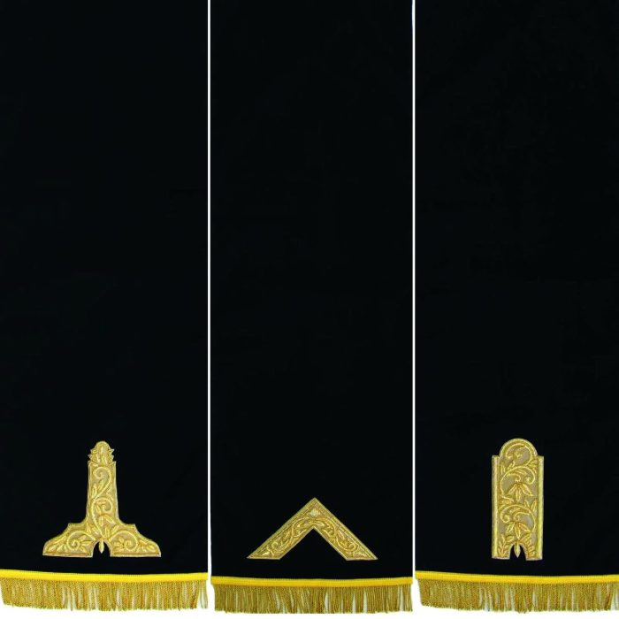 OFFICERS BLUE LODGE PEDESTAL COVER - HAND EMBROIDERED SET OF THREE