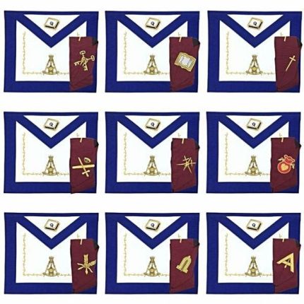 OFFICERS SCOTTISH RITE OFFICER APRON SET - LEATHER MADE EMBROIDERY (8)