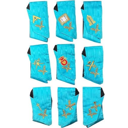 OFFICERS SCOTTISH RITE OFFICER COLLAR SET - SKY-BLUE MOIRE MACHINE EM (4)