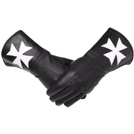 ORDER OF MALTA COMMANDERY GAUNTLET - BLACK LEATHER WITH WHIT (3)