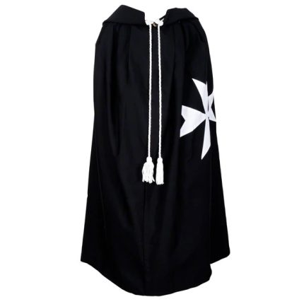 ORDER OF MALTA COMMANDERY MANTLE - BLACK WITH WHITE MALTESE CROSS (1)