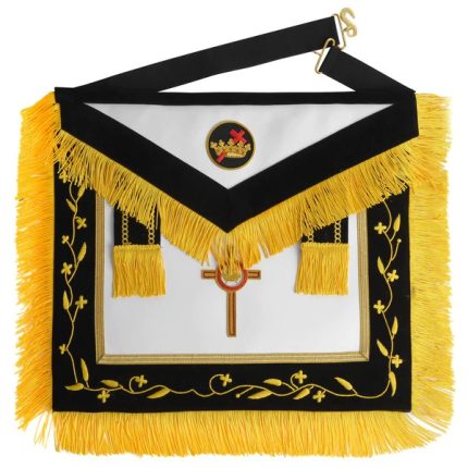 PAST COMMANDER KNIGHTS TEMPLAR COMMANDERY APRON - BLACK WITH GOLD FRINGE (1)