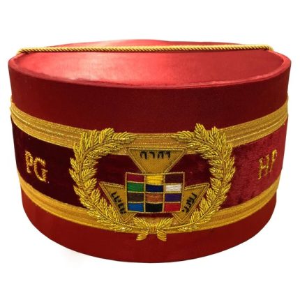 PAST GRAND HIGH PRIEST ROYAL ARCH CHAPTER CROWN CAP - RED BULLION HAND EMBROIDERY (2)