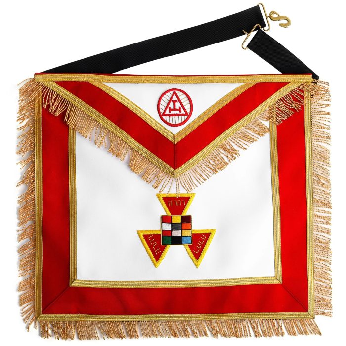 PAST HIGH PRIEST ROYAL ARCH CHAPTER APRON - RED HAND EMBROIDERY WITH FRINGE (1)