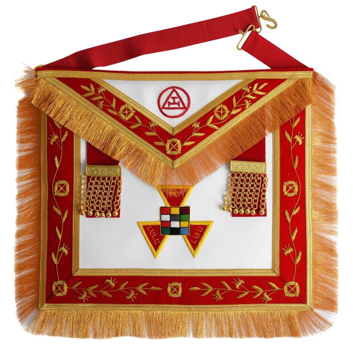 PAST HIGH PRIEST ROYAL ARCH CHAPTER APRON - RED VELVET WITH FRINGE TASSELS (2)