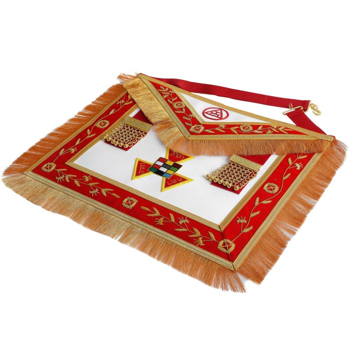 PAST HIGH PRIEST ROYAL ARCH CHAPTER APRON - RED VELVET WITH FRINGE TASSELS (3)