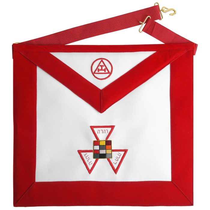 PAST HIGH PRIEST ROYAL ARCH CHAPTER APRON - RED WITH TRIPLE TAU INSIGNIA (1)