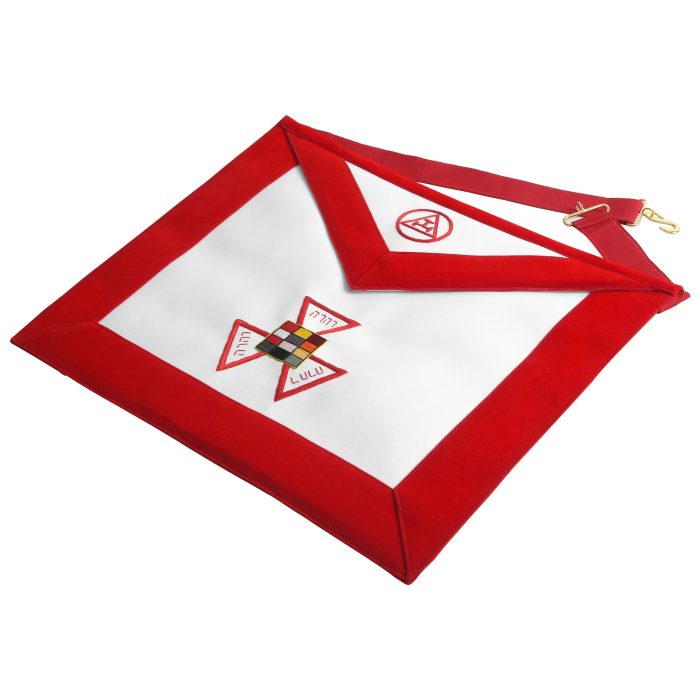 PAST HIGH PRIEST ROYAL ARCH CHAPTER APRON - RED WITH TRIPLE TAU INSIGNIA (2)