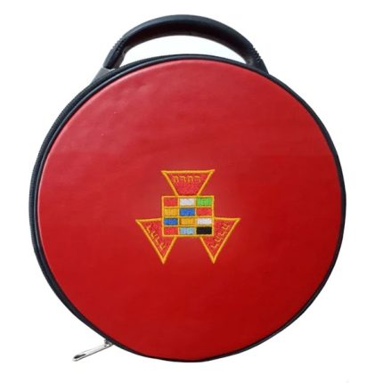 PAST HIGH PRIEST ROYAL ARCH CHAPTER CROWN CAP CASE - RED LEATHER (1)