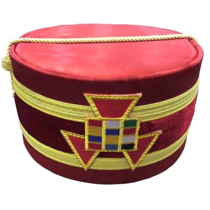 PAST HIGH PRIEST ROYAL ARCH CHAPTER CROWN CAP - RED EMBLEM WITH GOLD BRAID (2)