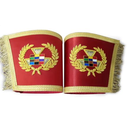 PAST HIGH PRIEST ROYAL ARCH CHAPTER CUFF - RED ROYAL ARCH HAND BULLION EMBROIDERY (2)