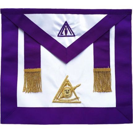 PAST ILLUSTRIOUS MASTER COUNCIL APRON - PURPLE GROSGRAIN WITH GOLDEN FRINGE TASSELS (1)