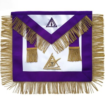 PAST ILLUSTRIOUS MASTER COUNCIL APRON - PURPLE HAND EMBROIDERY & FRINGE TASSELS (1)