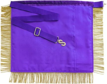 PAST ILLUSTRIOUS MASTER COUNCIL APRON - PURPLE HAND EMBROIDERY & FRINGE TASSELS (2)