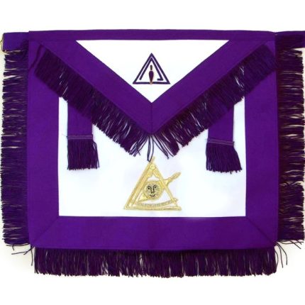 PAST ILLUSTRIOUS MASTER COUNCIL APRON - PURPLE WITH GOLD HAND EMBROIDERY