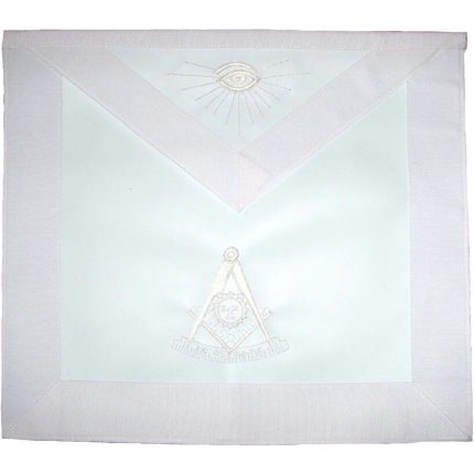 PAST MASTER BLUE LODGE APRON - ALL WHITE GROSGRAIN