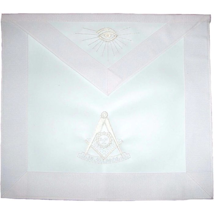 PAST MASTER BLUE LODGE APRON - ALL WHITE GROSGRAIN