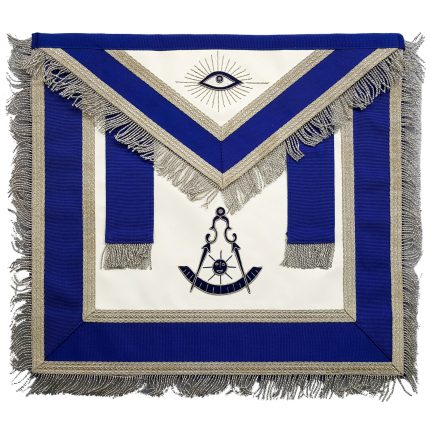 PAST MASTER BLUE LODGE APRON - BLUE WITH TABS & SILVER FRINGE (1)