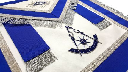 PAST MASTER BLUE LODGE APRON - BLUE WITH TABS & SILVER FRINGE (2)