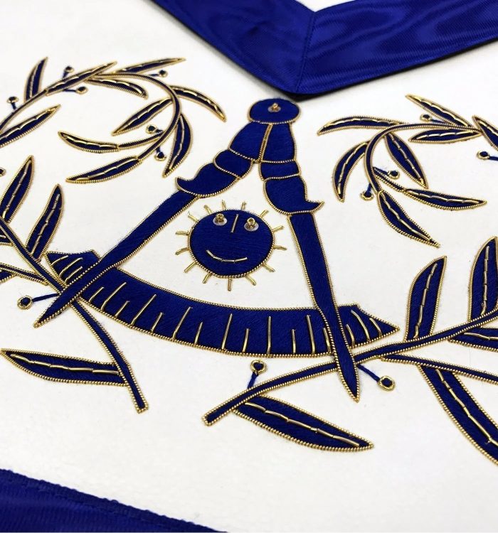 PAST MASTER BLUE LODGE APRON - BULLION BLUE & GOLD HAND EMBROIDERY (2)