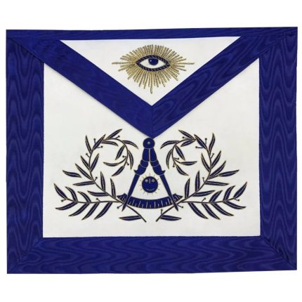 PAST MASTER BLUE LODGE APRON - BULLION BLUE & GOLD HAND EMBROIDERY (4)