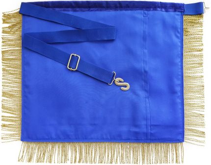 PAST MASTER BLUE LODGE APRON - NAVY BLUE VELVET WITH SIDE TABS & GOLD FRINGE (1)