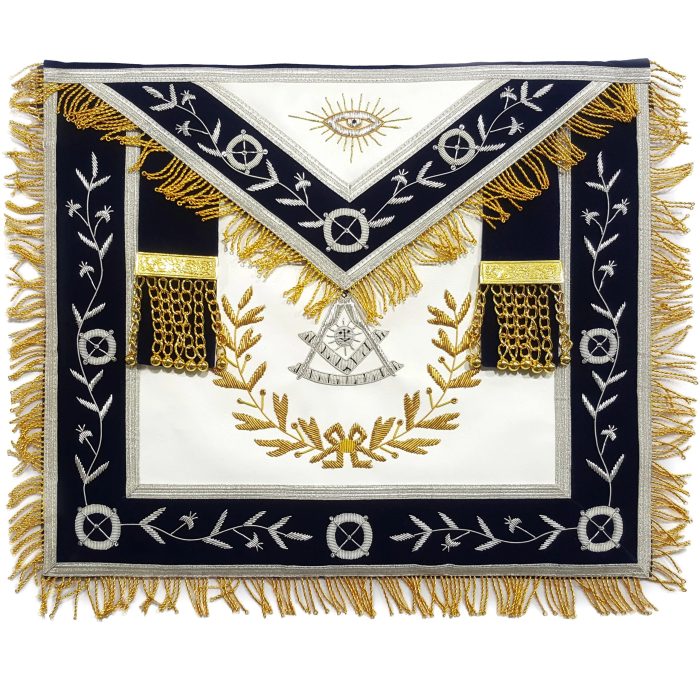 PAST MASTER BLUE LODGE APRON - NAVY BLUE WITH WREATH (2)