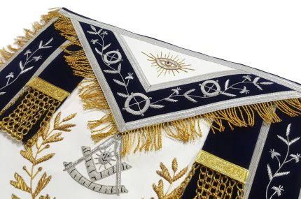 PAST MASTER BLUE LODGE APRON - NAVY BLUE WITH WREATH (3)