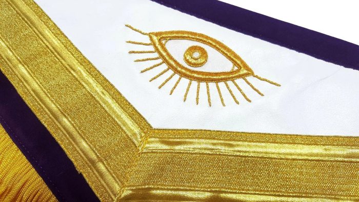 PAST MASTER BLUE LODGE APRON - PURPLE VELVET GOLD HAND EMBROIDERY (3)