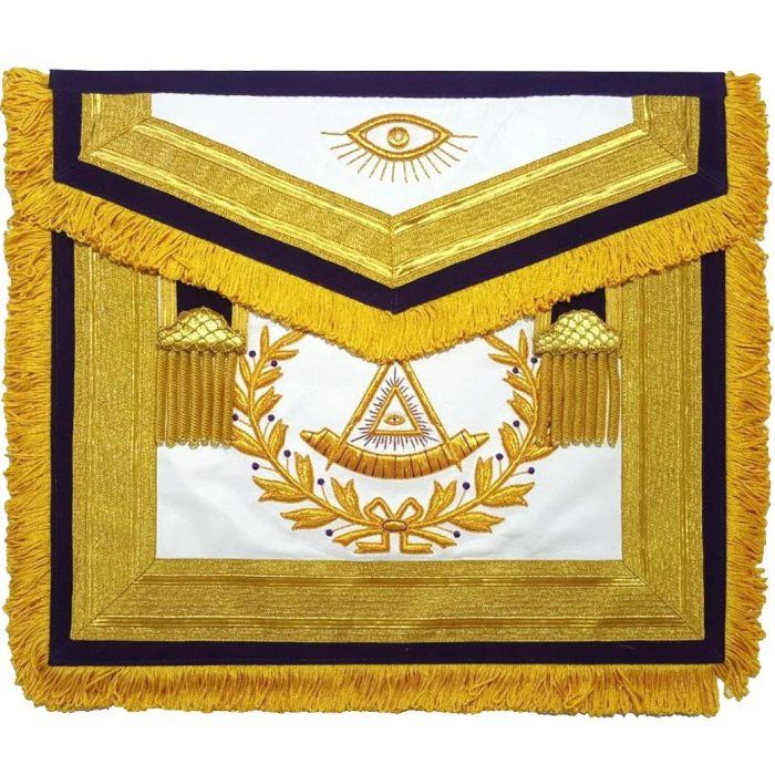 PAST MASTER BLUE LODGE APRON - PURPLE VELVET GOLD HAND EMBROIDERY (4)