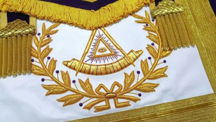 PAST MASTER BLUE LODGE APRON - PURPLE VELVET GOLD HAND EMBROIDERY (5)