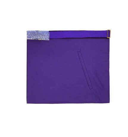 PAST MASTER BLUE LODGE APRON - PURPLE VELVET WITH SILVER HAND EMBROIDERY (2)