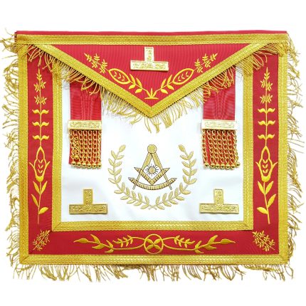 PAST MASTER BLUE LODGE APRON - RED GOLD MACHINE EMBROIDERY (1)