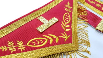 PAST MASTER BLUE LODGE APRON - RED GOLD MACHINE EMBROIDERY (3)