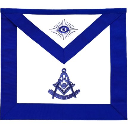 PAST MASTER BLUE LODGE APRON - ROYAL BLUE GROSGRAIN WITH BLUE HAND EMBROIDERY (1)