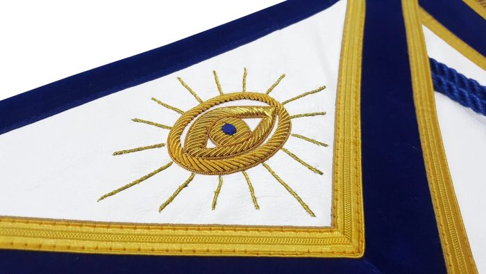 PAST MASTER BLUE LODGE APRON - ROYAL BLUE VELVET WITH CORDS & FRINGE (3)