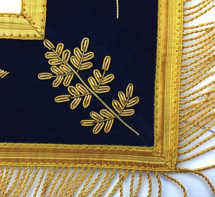 PAST MASTER BLUE LODGE APRON - ROYAL NAVY VELVET WITH GOLD FRINGE (2)