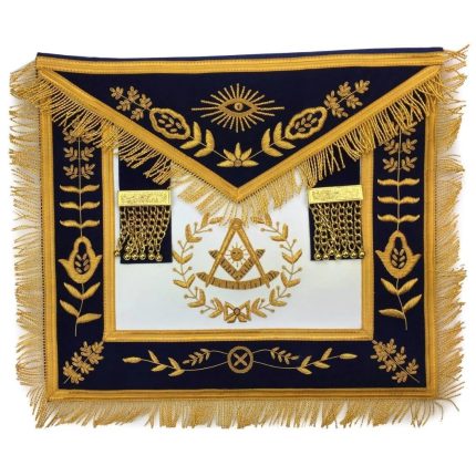 PAST MASTER BLUE LODGE APRON - ROYAL NAVY VELVET WITH GOLD FRINGE (4)