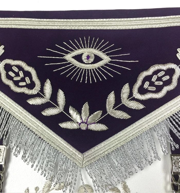 PAST MASTER BLUE LODGE APRON - ROYAL PURPLE VELVET HAND EMBROIDERY (1)