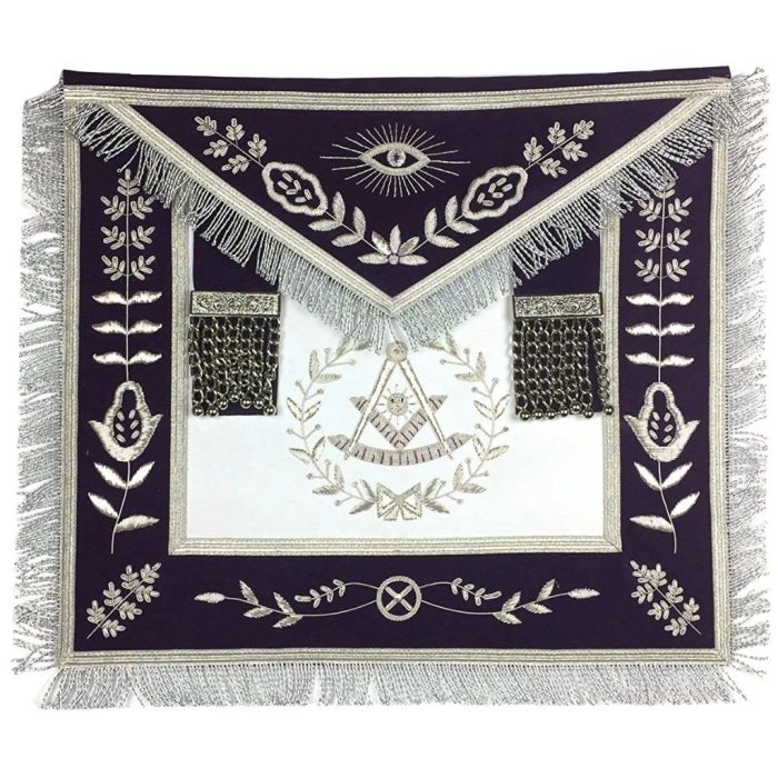 PAST MASTER BLUE LODGE APRON - ROYAL PURPLE VELVET HAND EMBROIDERY (4)