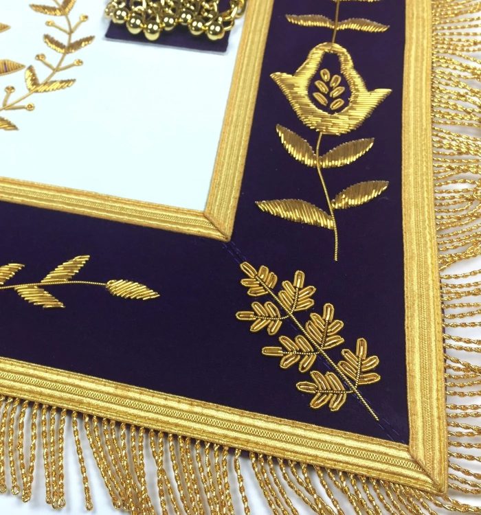 PAST MASTER BLUE LODGE APRON - ROYAL PURPLE VELVET WITH GOLD FRINGE (2)