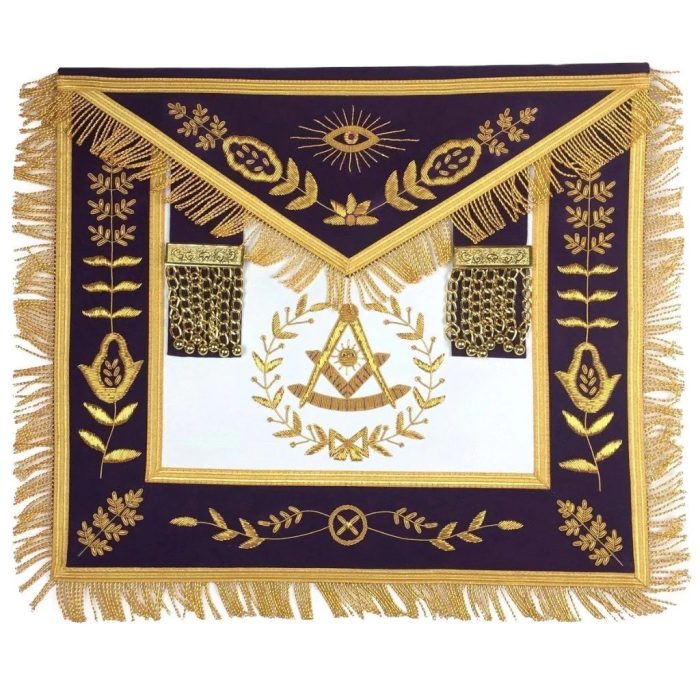 PAST MASTER BLUE LODGE APRON - ROYAL PURPLE VELVET WITH GOLD FRINGE (4)