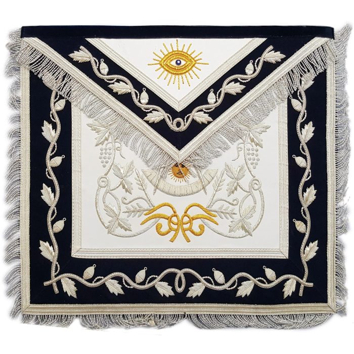 PAST MASTER BLUE LODGE APRON - SILVER & GOLD HAND EMBROIDERY (1)