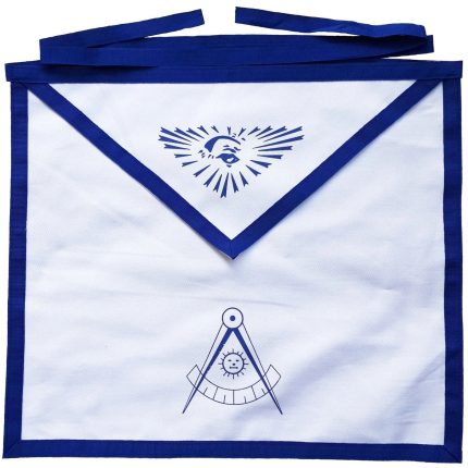 PAST MASTER BLUE LODGE APRON - WHITE DUCK COTTON ROYAL BLUE RIBBON