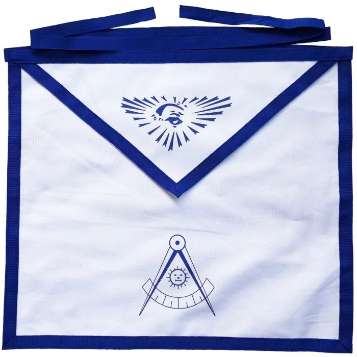 PAST MASTER BLUE LODGE APRON - WHITE DUCK COTTON ROYAL BLUE RIBBON