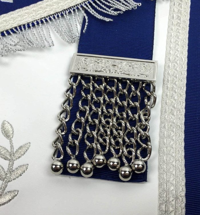 PAST MASTER BLUE LODGE APRON - WHITE & ROYAL BLUE WITH GOLD EMBROIDERY (3)