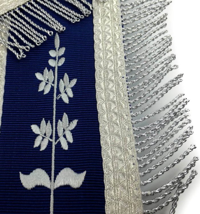 PAST MASTER BLUE LODGE APRON - WHITE & ROYAL BLUE WITH GOLD EMBROIDERY (4)